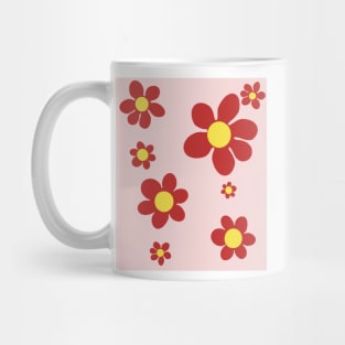 pattern flower pink red yellow 70s Mug